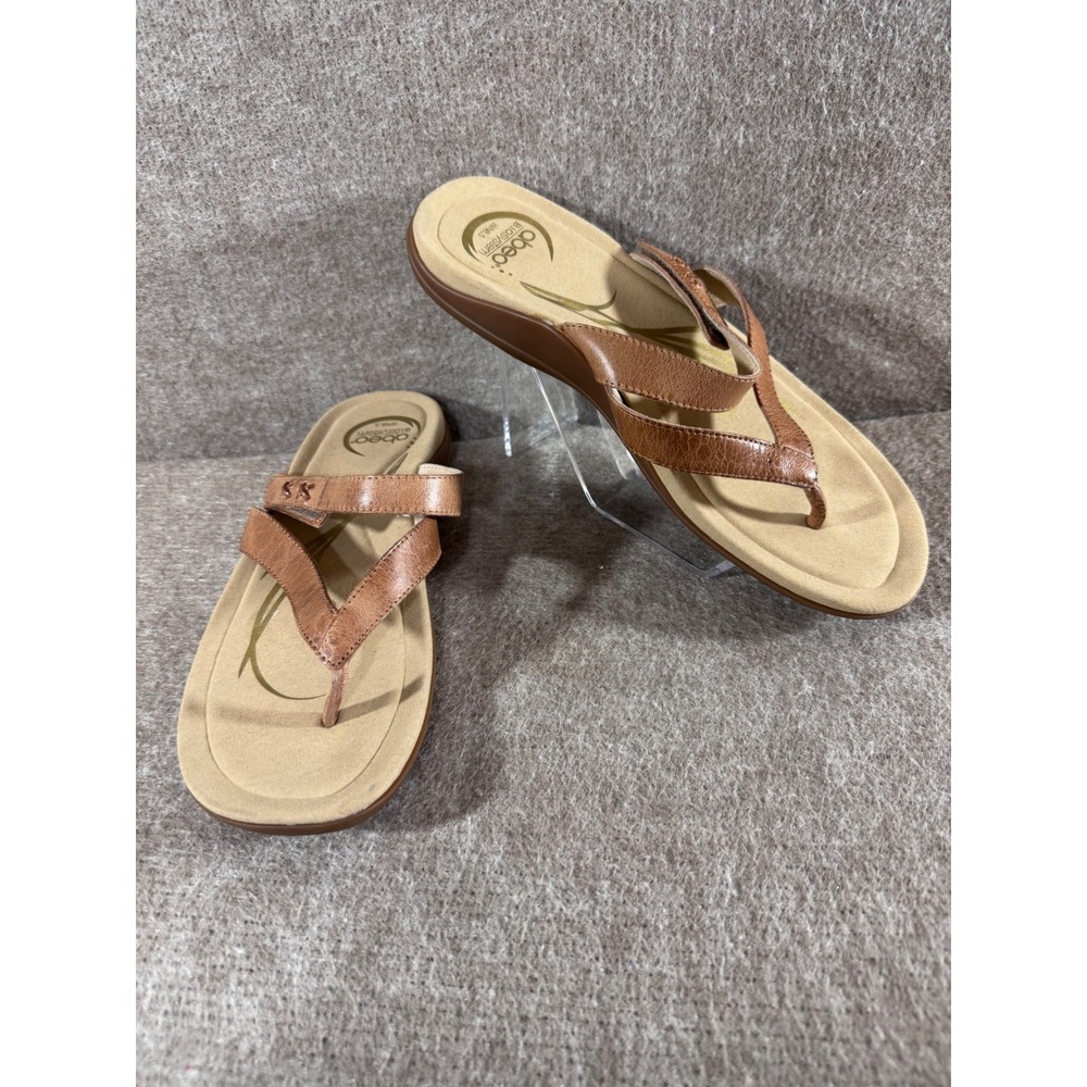 ABEO B.I.O.system Benefit Sandals Womens 8.5 Tan Leather Orthotic Thong Comfort
